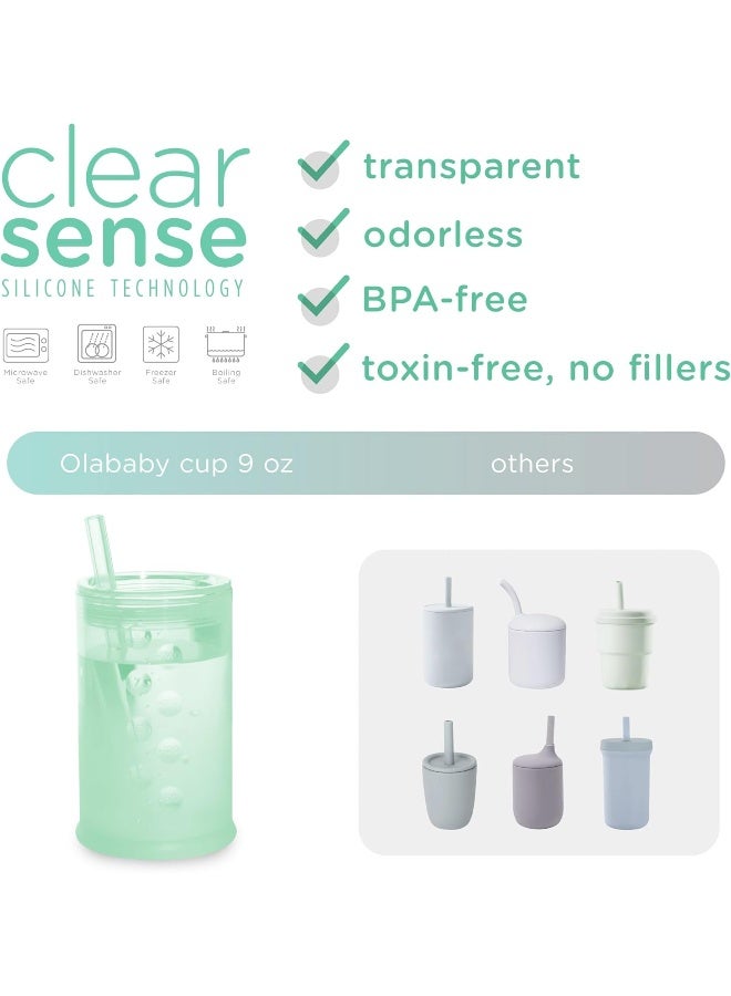 Olababy Clear View Silicone Training Cup with Straw Lid | Toddler Sippy Trainer 12mo+ | Unbreakable Water Drinking Cups for Kids 2yr+ | Baby Led Weaning & Feeding Supplies (Kiwi, 9 oz) - Image 3